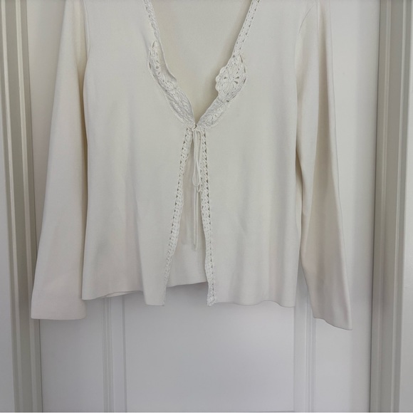 Vintage Talbots White Tie Front Cardigan Size XL - Picture 3 of 6